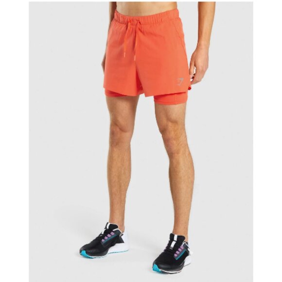 Gymshark 2 in 1 Running Shorts in Orange Size Small - Picture 1 of 10